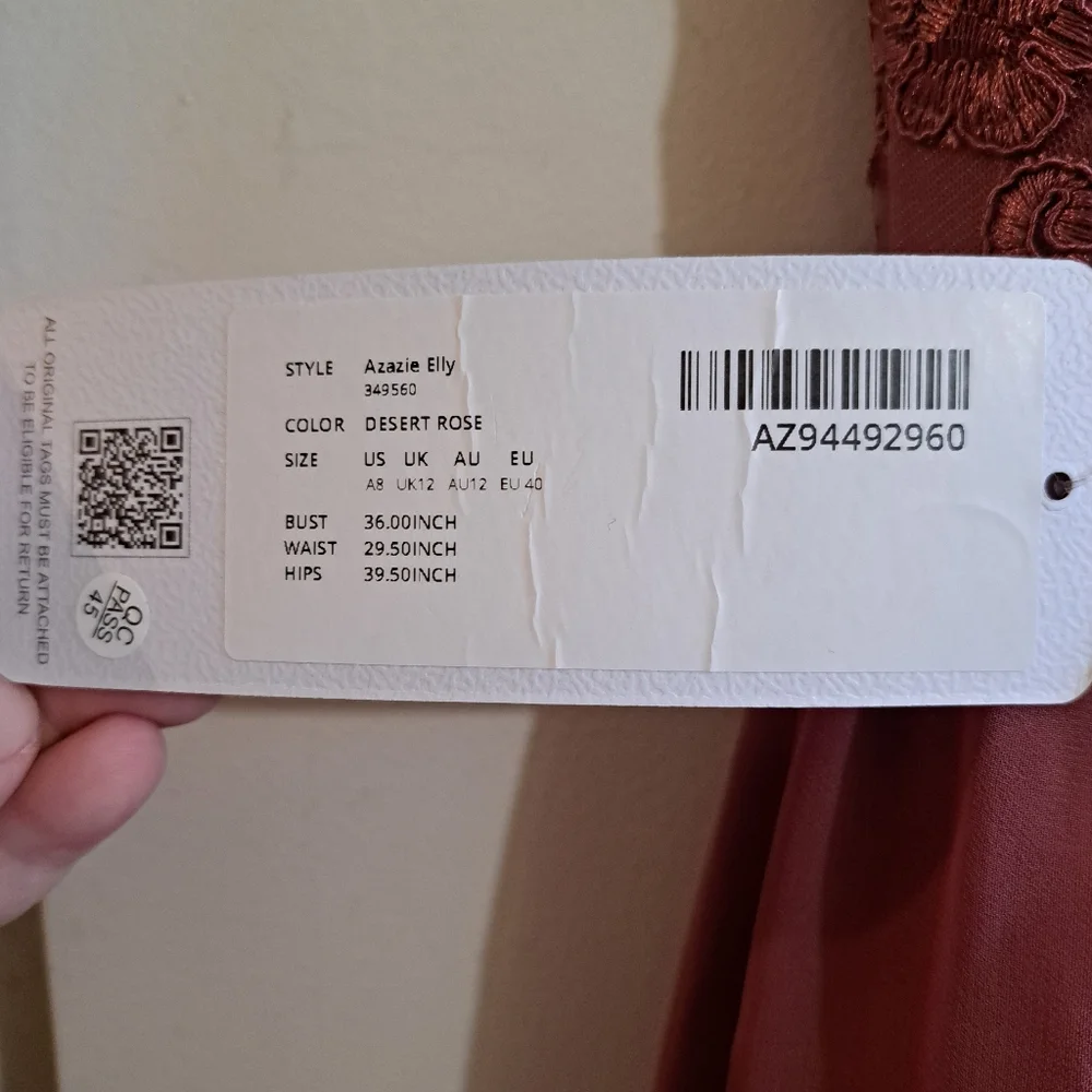 Azazie NWT size 8 desert rose dress - Picture 9 of 11